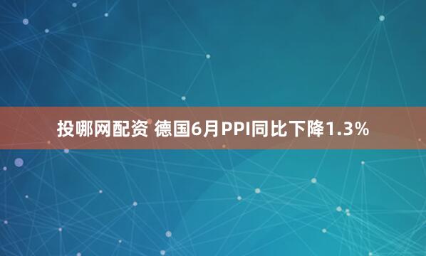 投哪网配资 德国6月PPI同比下降1.3%